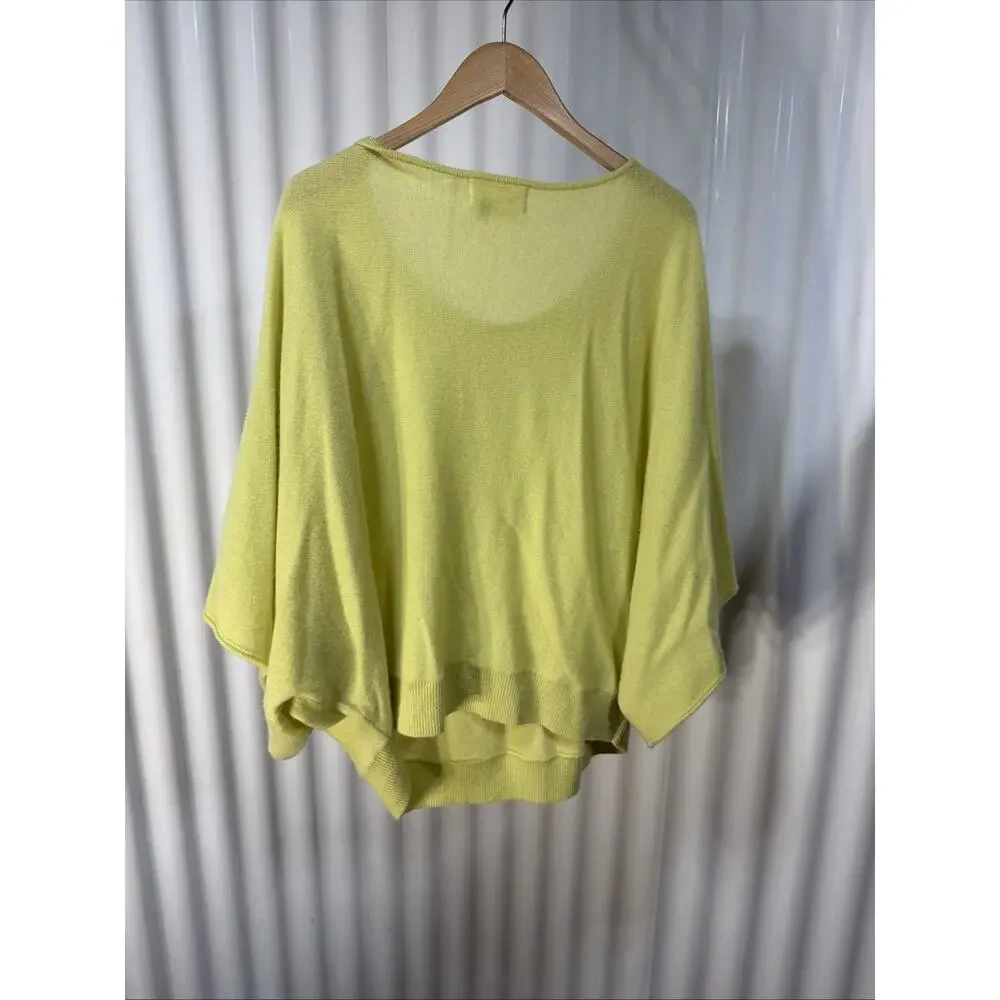 Anthropologie Moth Sz 2X Bat Wing Lime Green Round Neck Bottom Ribbed Sweater